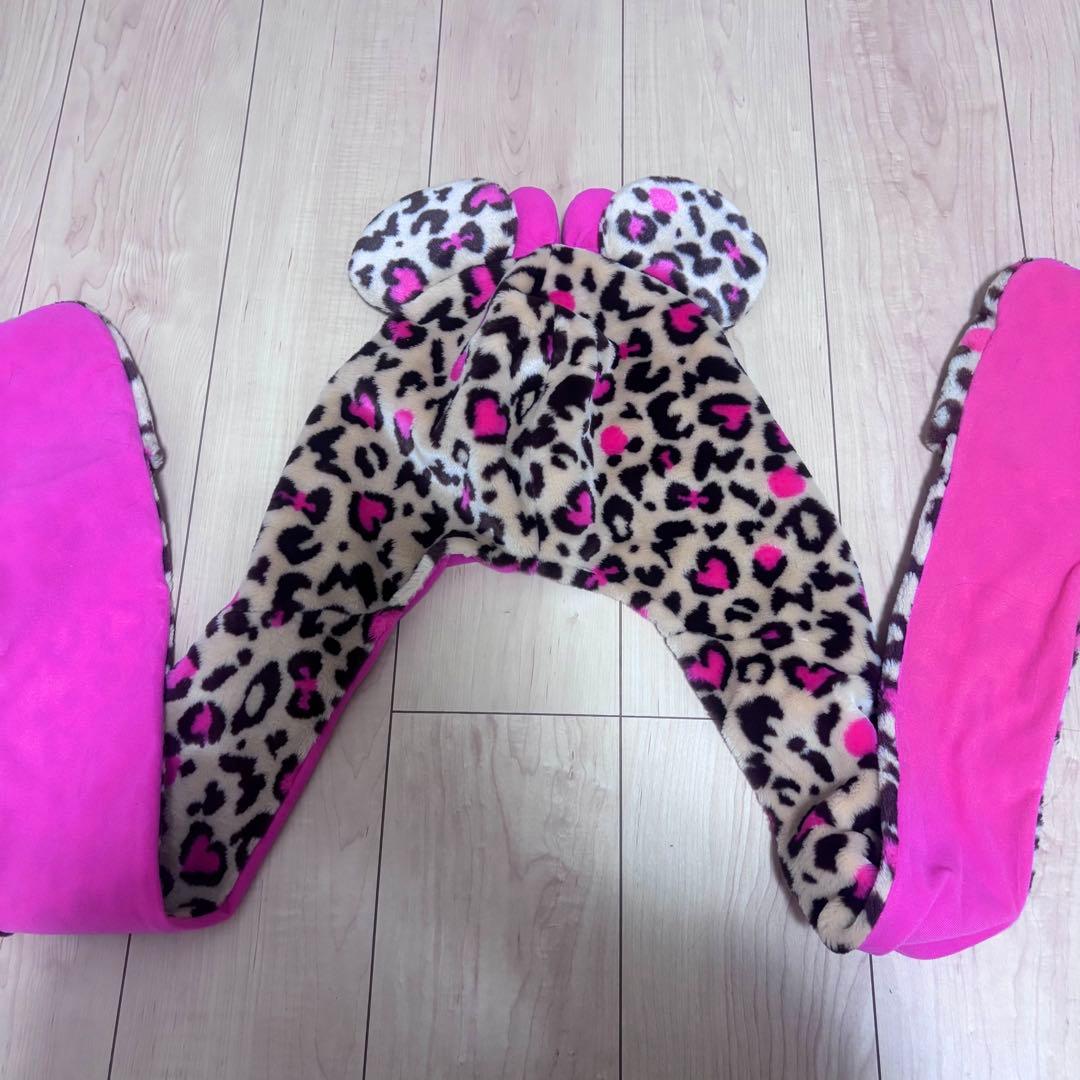 ヒョウ柄マフラーキャップ ディズニー ファンキャップ ヒョウ柄 ミニー