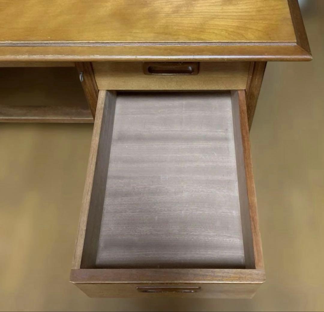 【昭和レトロ】木製 書斎机 両袖引き出し付き アンティーク デスク