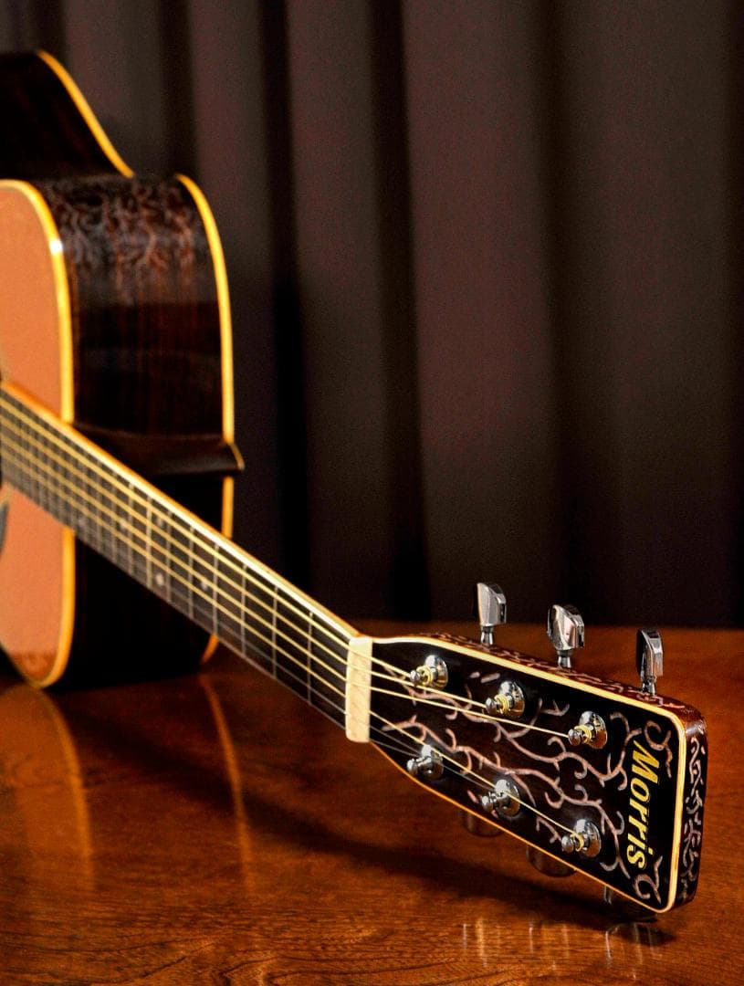 ★MORRIS Wシリーズ　ストリートミュージシャンに贈る舞台【彫刻装飾ギター】