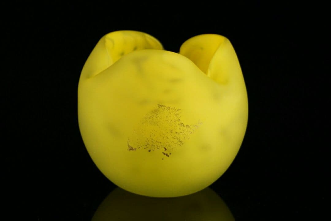 真作 「文化勲章受賞」 藤田喬平 手吹 金彩 灰皿 ガラス (希少カラー)共箱付