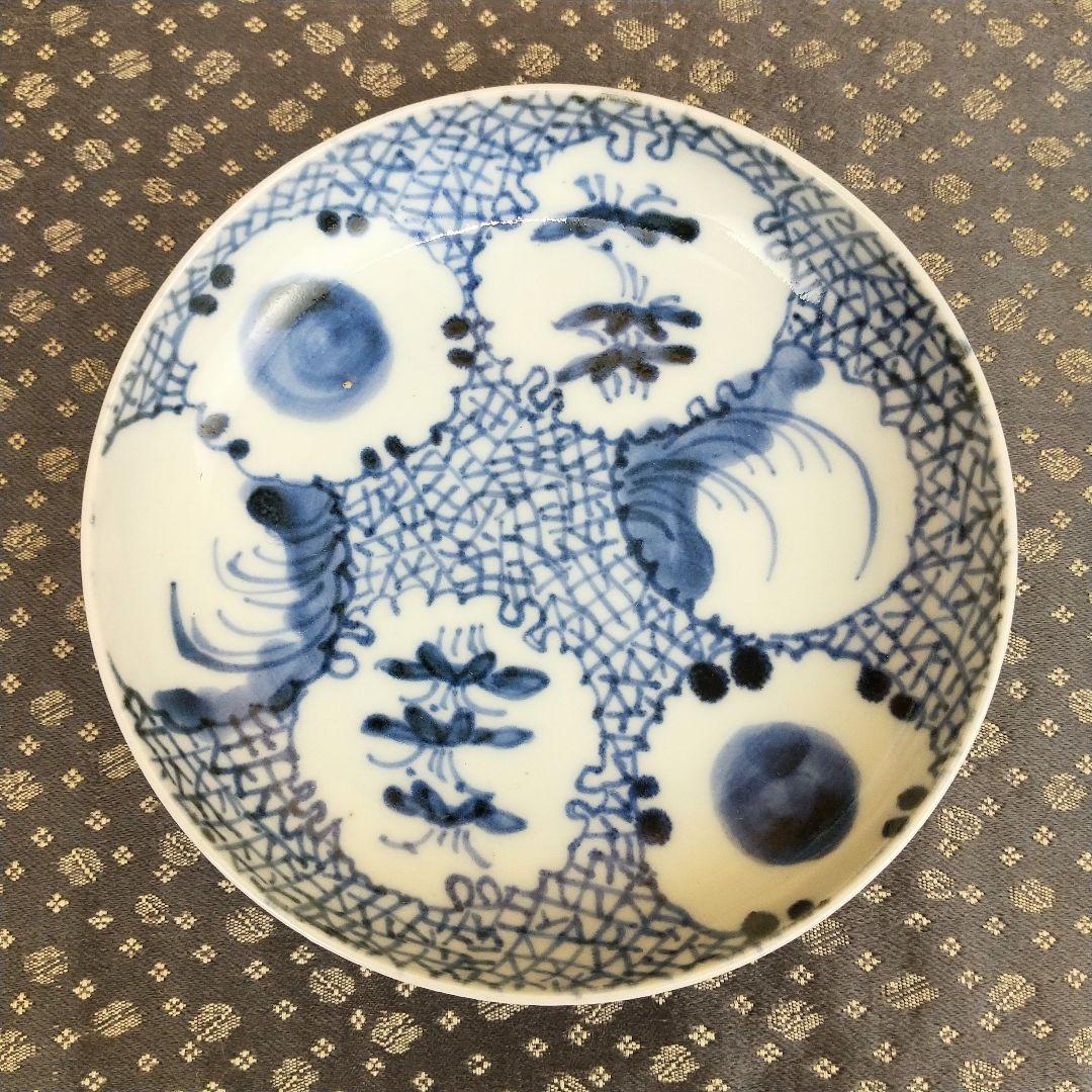 【お値下げしました！】古伊万里　染付　氷裂雪輪文　皿