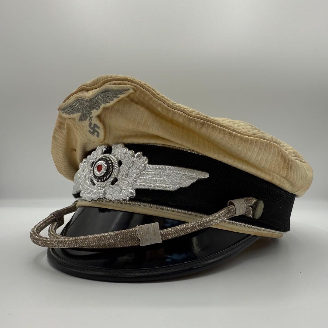 ⭐️希少⭐️ ドイツ空軍 士官用制帽 鷲章 58 白地 ヴィンテージ 軍物