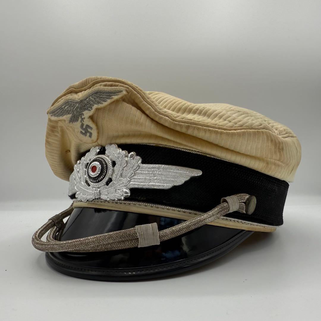 ⭐️希少⭐️ ドイツ空軍 士官用制帽 鷲章 58 白地 ヴィンテージ 軍物