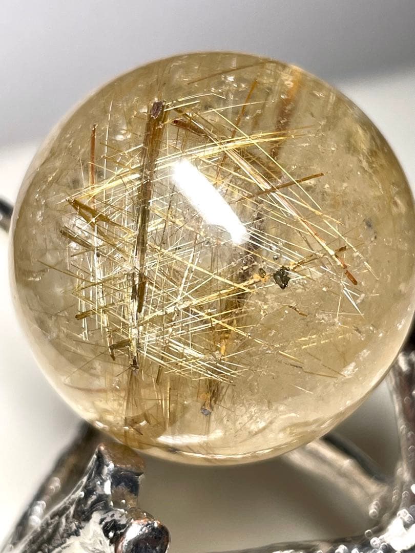 【ゴールドルチルクォーツ】丸玉●スフィア◆金運・仕事運◆天然石◆パワーストーン