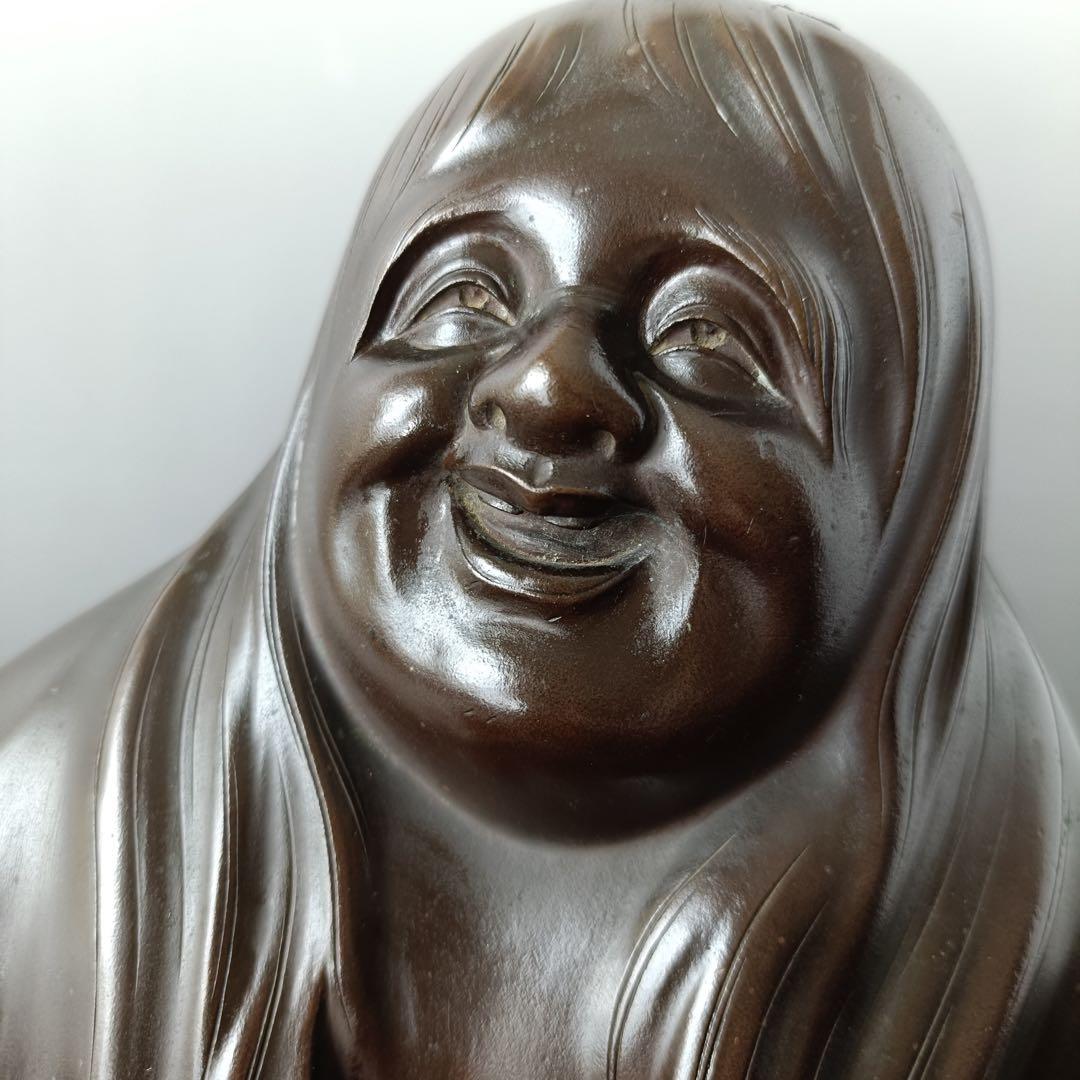 津田真瑞作　『猩々床置』　【共箱付(ラベル入) 】　　時代金工 銅製