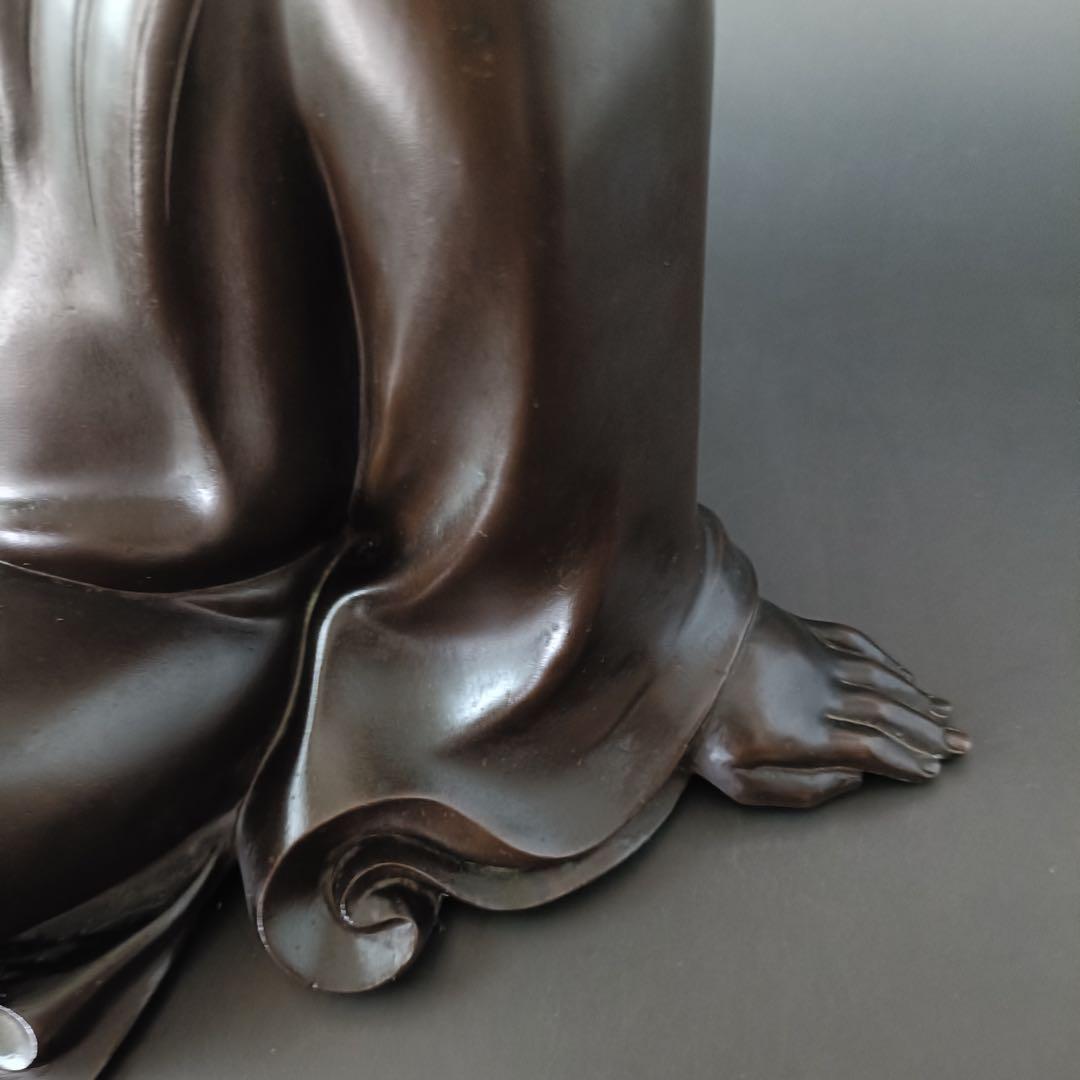 津田真瑞作　『猩々床置』　【共箱付(ラベル入) 】　　時代金工 銅製