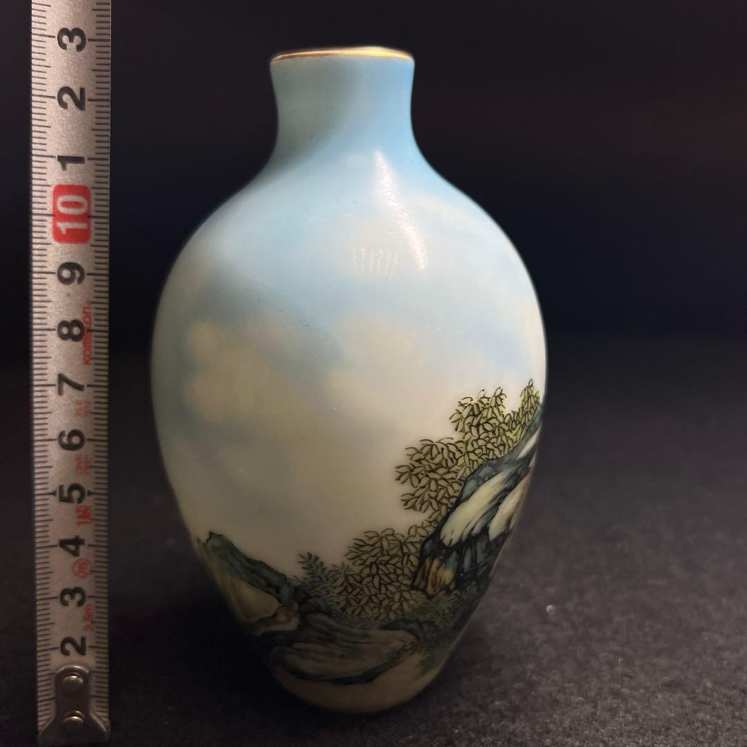 中国清時代　乾隆年製粉彩西洋人物花入　木箱付　高約13㎝　東Y8-0128☆2F