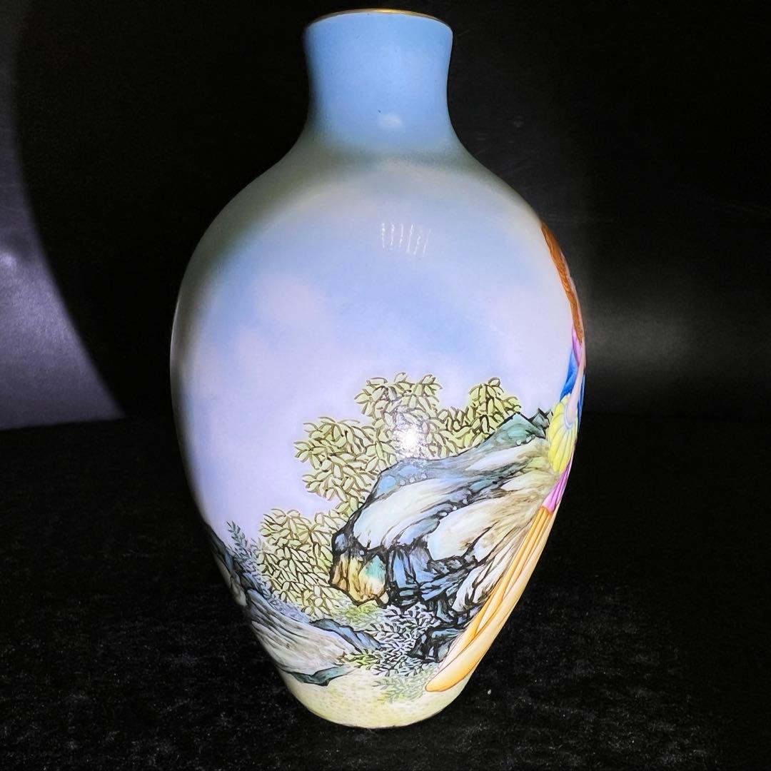 中国清時代　乾隆年製粉彩西洋人物花入　木箱付　高約13㎝　東Y8-0128☆2F