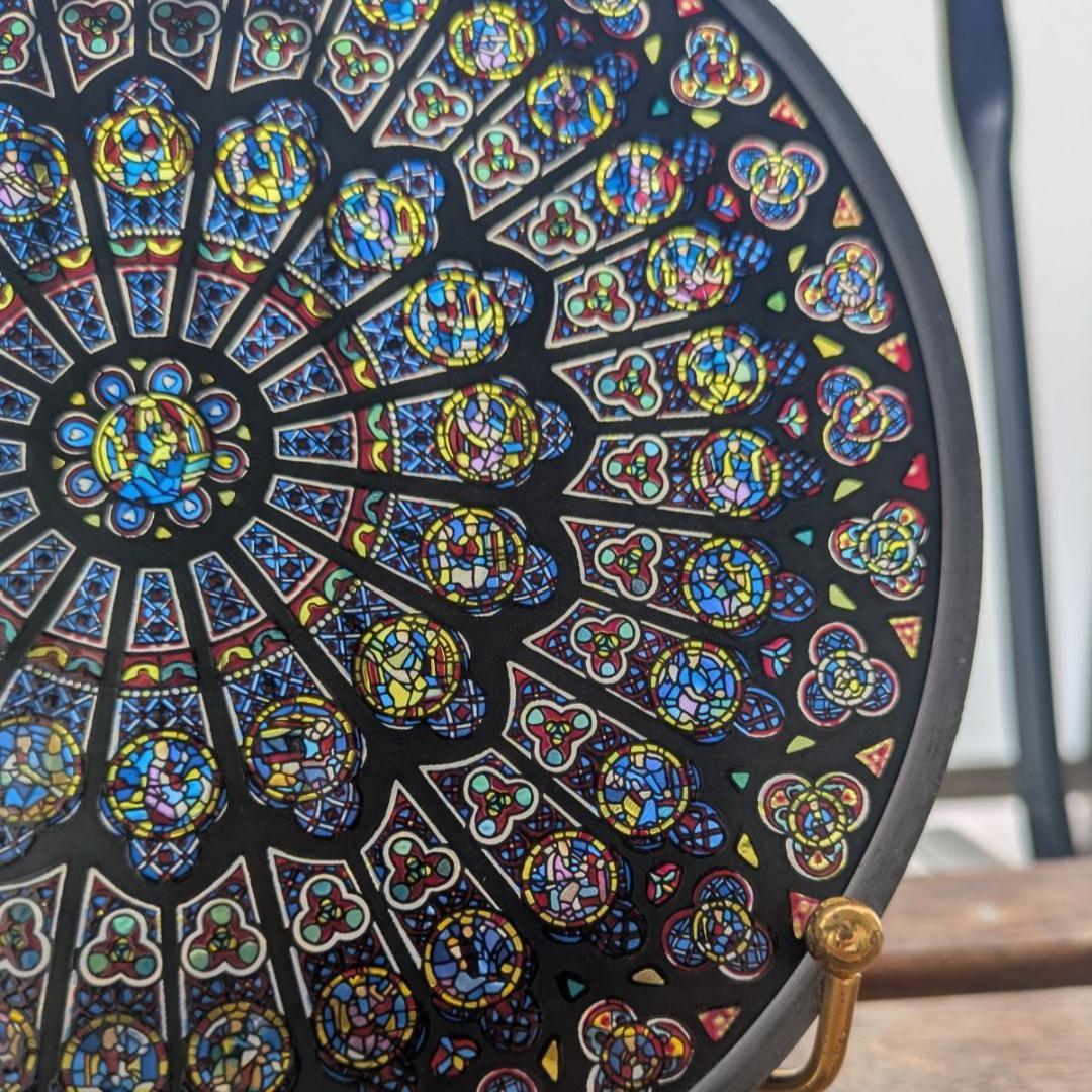 グラスマスターズ社 ノートルダム大聖堂 バラ窓 ステンドグラス 16.7cm