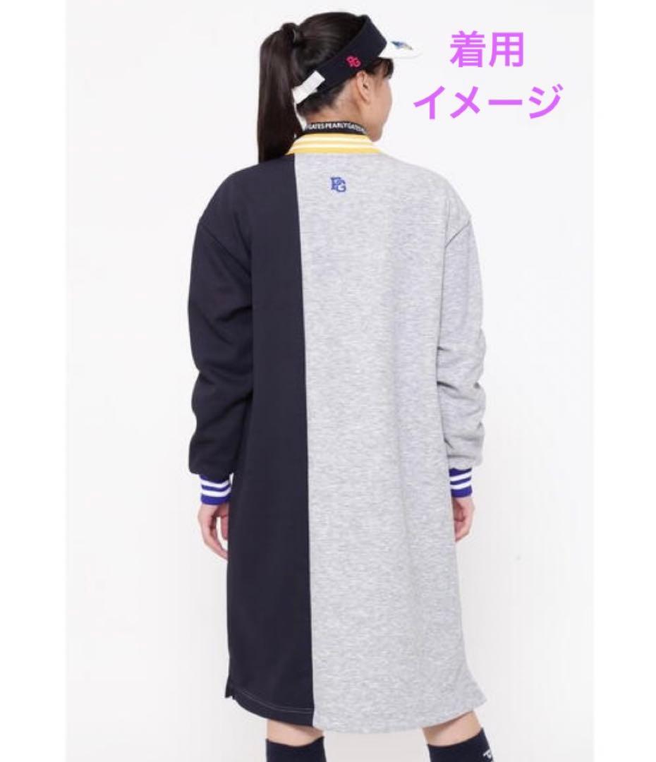 パーリーゲイツ　ゴルフ　ワンピース　グレー　紺黄　秋冬　裏起毛　レディース　美品