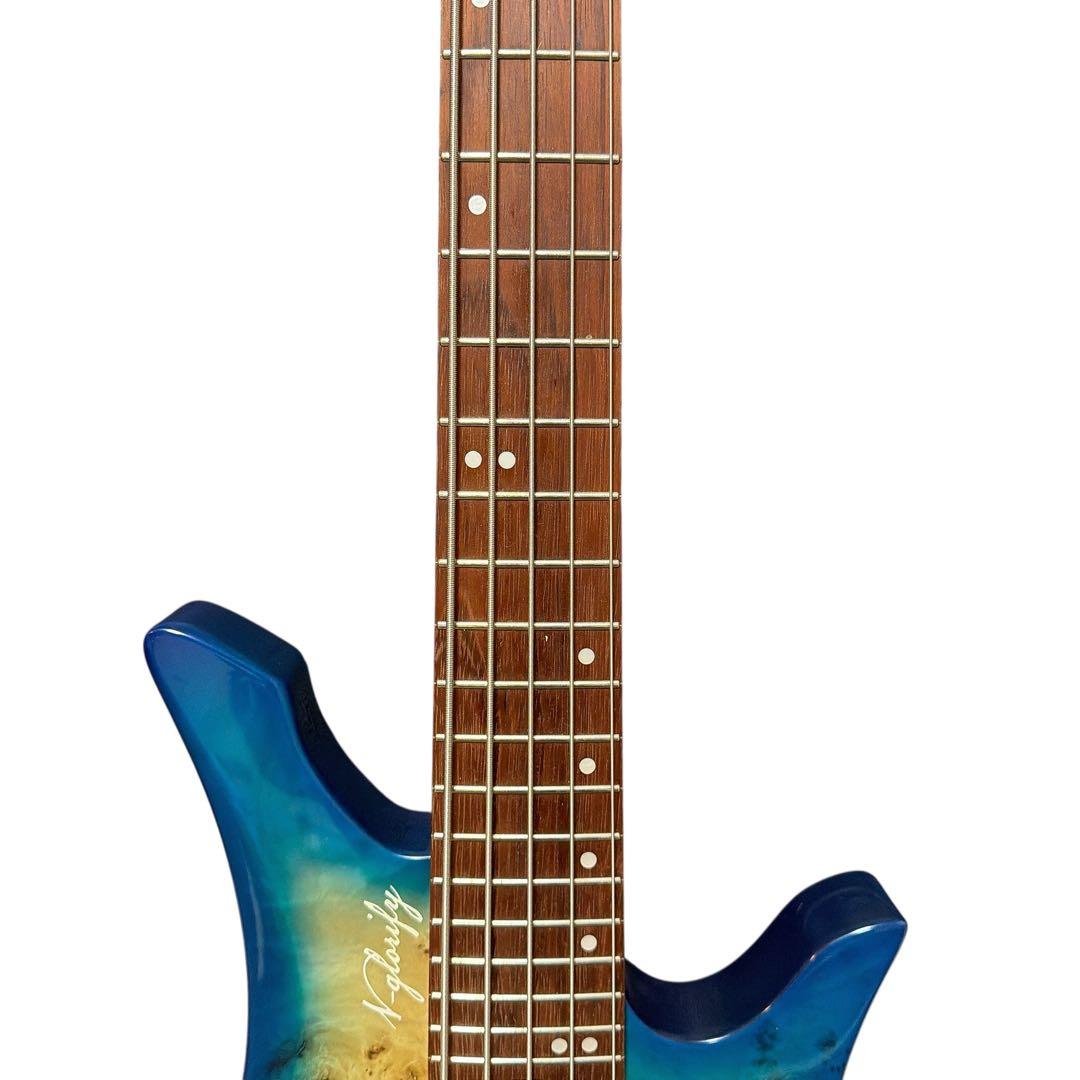ヘッドレス 5弦エレキベース ブルーグラデーション アクティブ仕様 多弦ベース