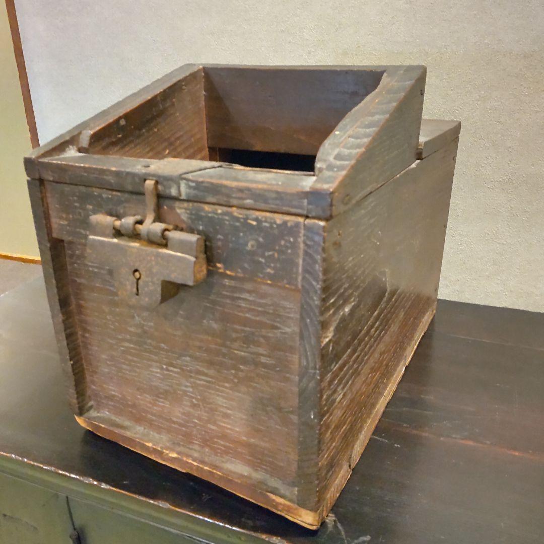 古い銭箱　時代物、銭函　古い鍵付き