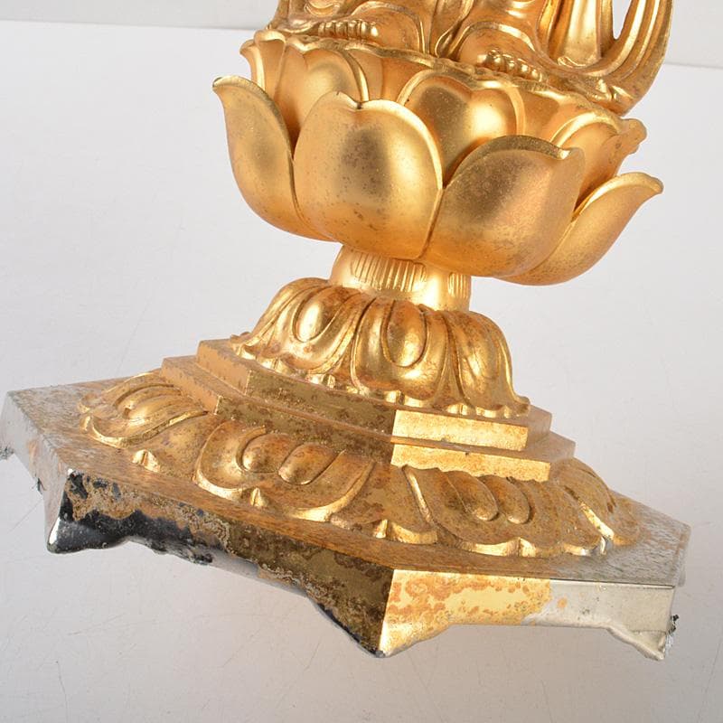 仏教美術　古銅鍍金　観音菩薩像　仏像　置物　重さ約2.8㎏　C　6584