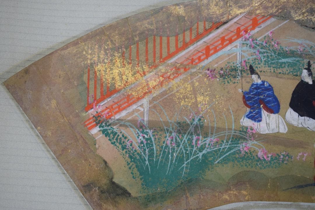 作者不詳/扇面人物図/土佐絵/掛軸☆宝船☆Z-187