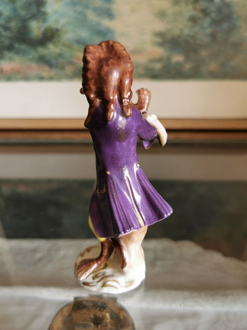 アンティークドイツ 楽隊フィギュリン 笛を吹く正装したモンキー 猿のオーケストラ