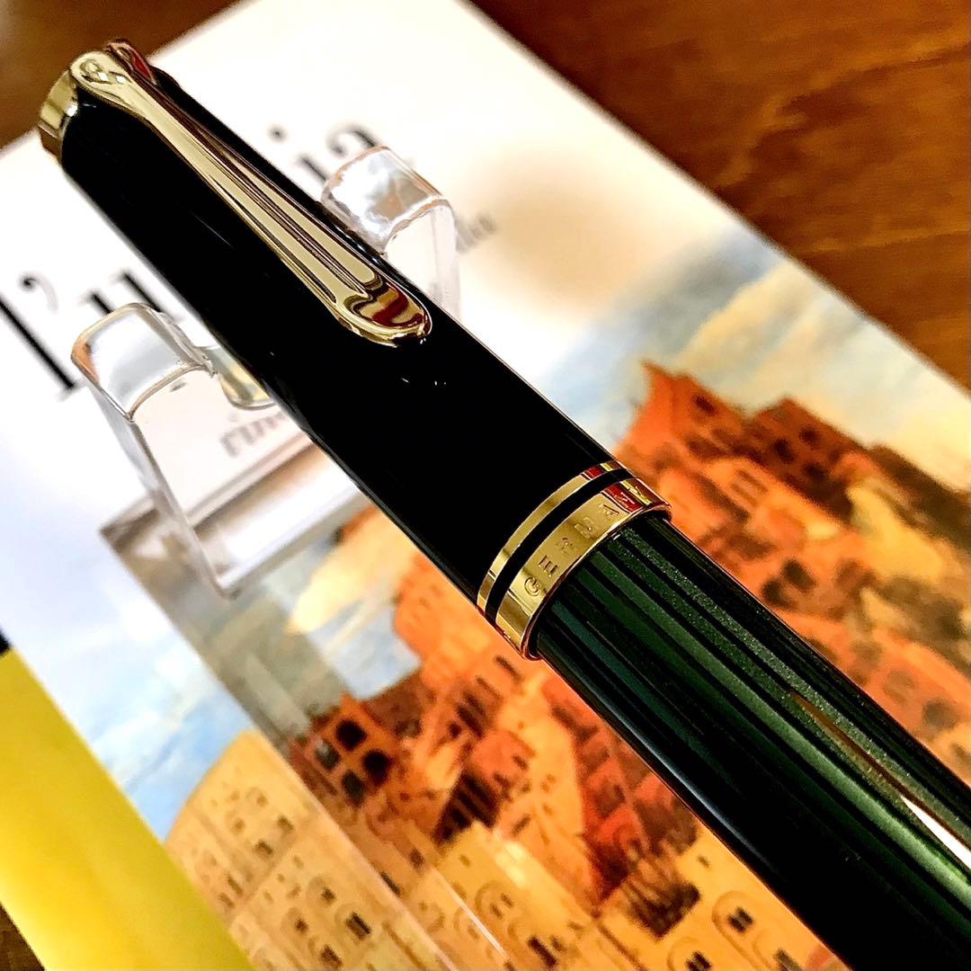 ☆ほぼ新品☆素晴らしいペリカン万年筆M600グリーン縞（Ｆ)☆書き味抜群