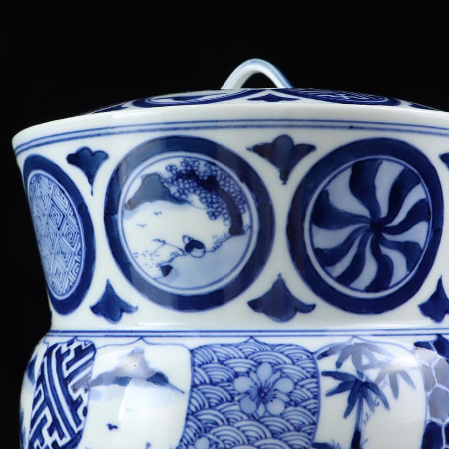 Y2904-4 茶道具 平安 春峰造 祥瑞丸文水指 共箱　　#14