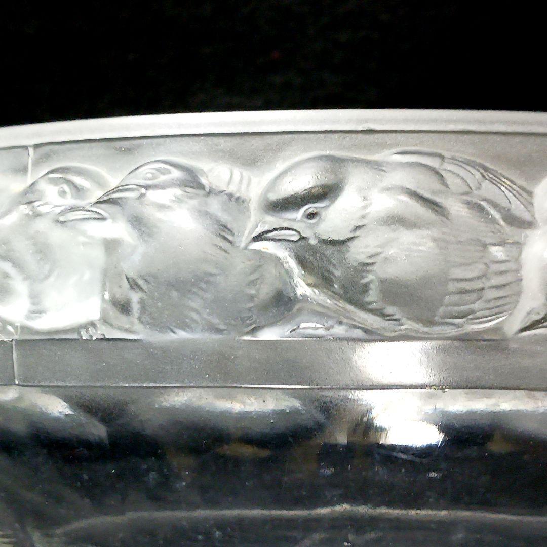 Y2946 ルネ・ラリック メゾンジュ 小鳥 ガラス鉢 直径23㎝　T