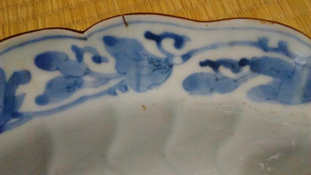 古伊万里　鳥絵　大平・大鉢　無傷・時代箱入