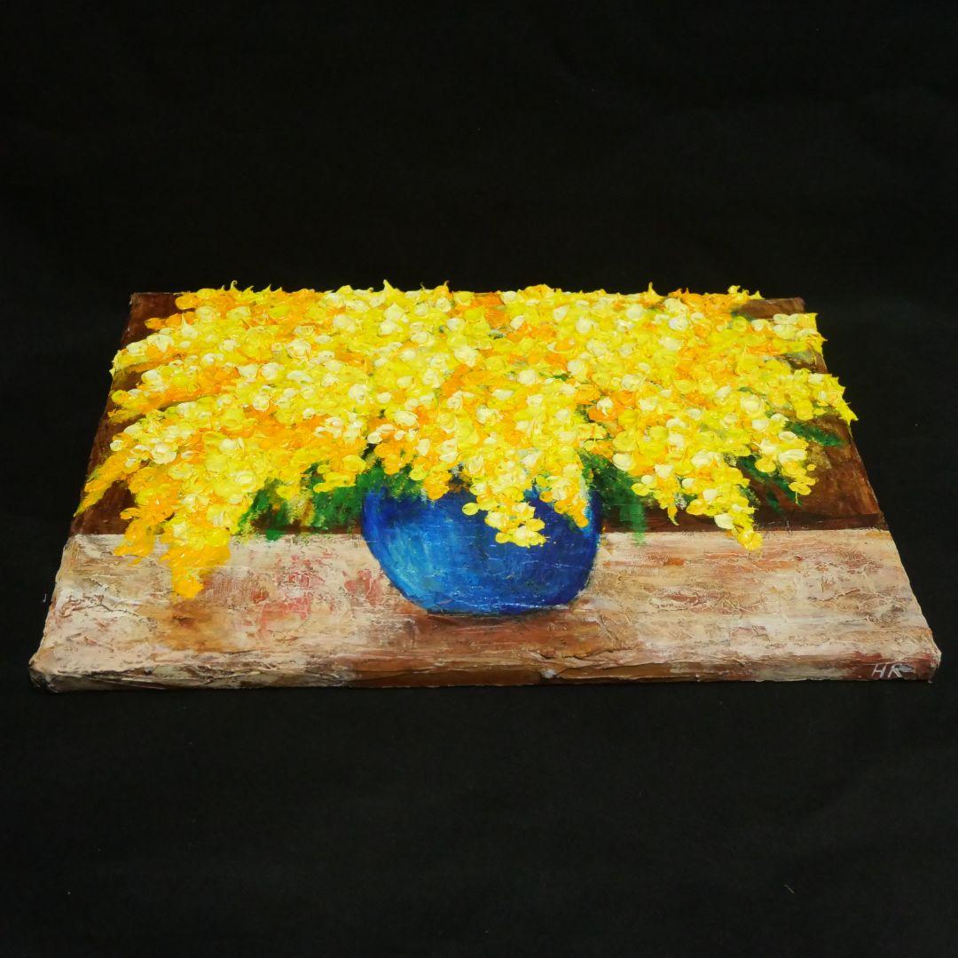 油絵 油彩 油彩画 絵 絵画 【ミモザ】F4号