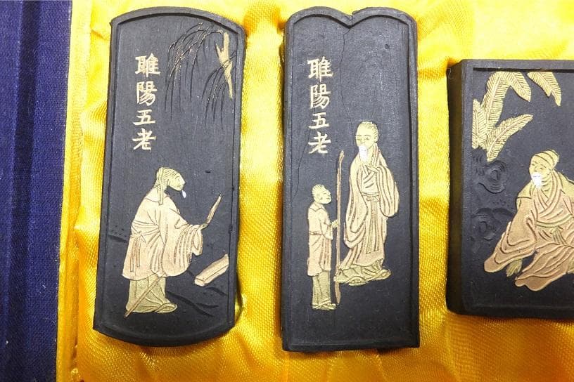 美品 希少 固形墨 古墨　中国仙人 雎陽五老 5本セット