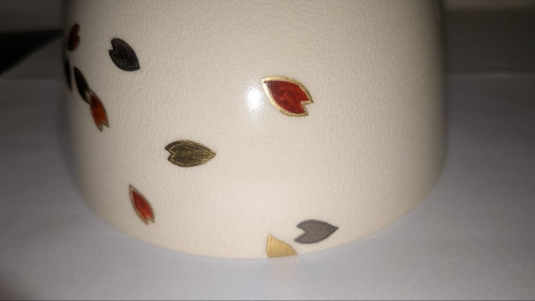 『通次阿山』仁清写　花吹雪茶碗　茶道具　共箱栞しおり　桜