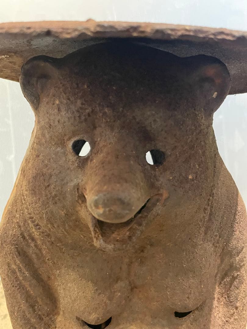 鉄製　たぬき　狸　置物　傘被り　飾り　工芸品　年代物　ディスプレイ　オブジェ