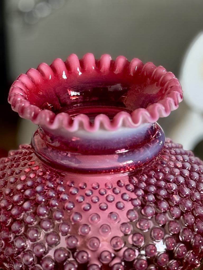 フェントン　ホブネイル　クランベリー　オパールセント　ランプスタンド