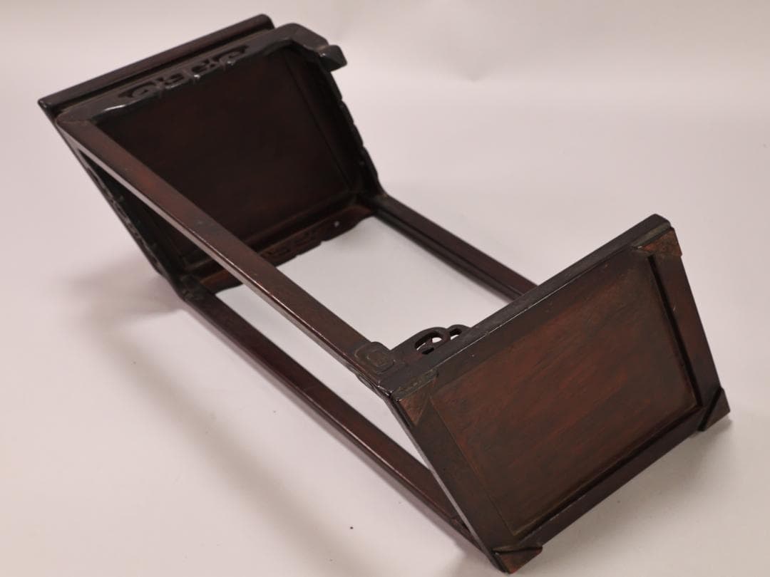 BK435　時代唐木　菱型　高卓　花台　香炉台　飾台　盆栽台　高さ約41㎝