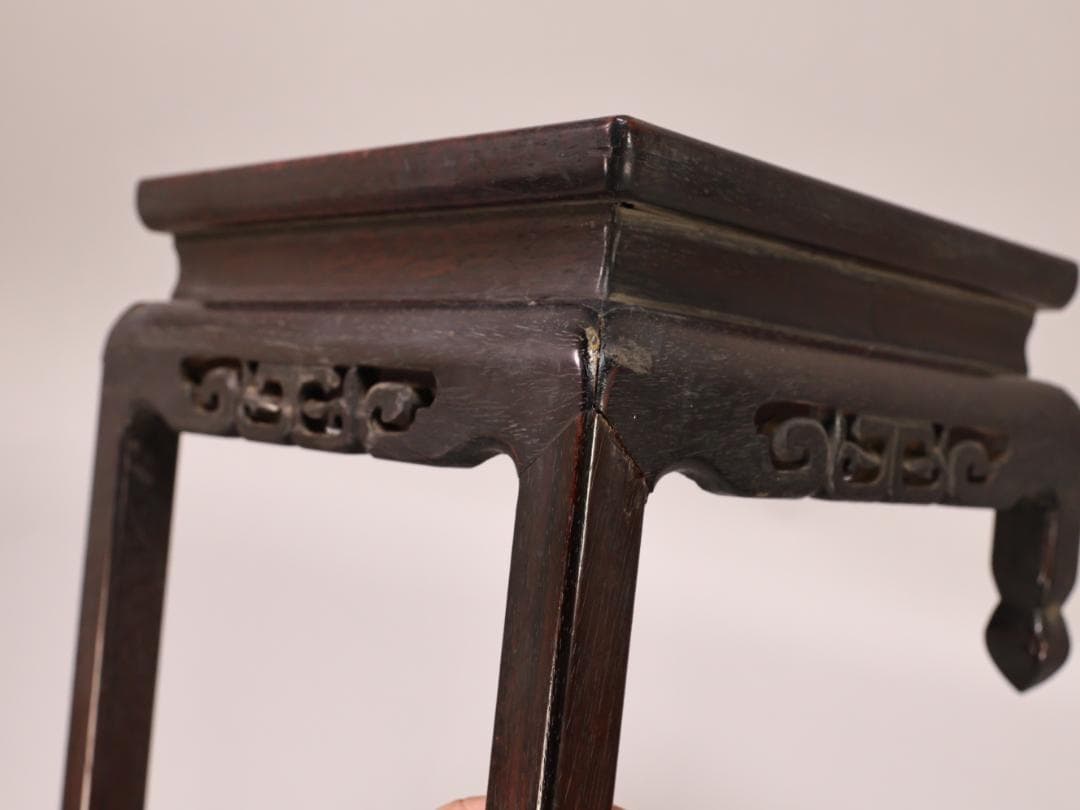 BK435　時代唐木　菱型　高卓　花台　香炉台　飾台　盆栽台　高さ約41㎝