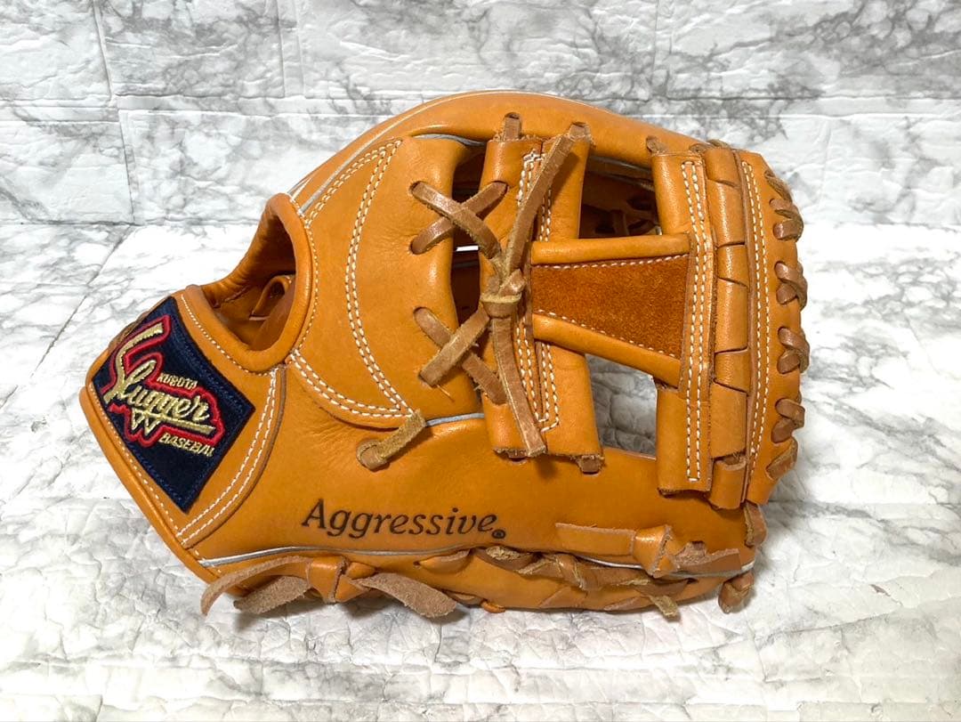 【美品】久保田スラッガー 軟式グローブ KSN-AR4 オレンジ 二遊間向け