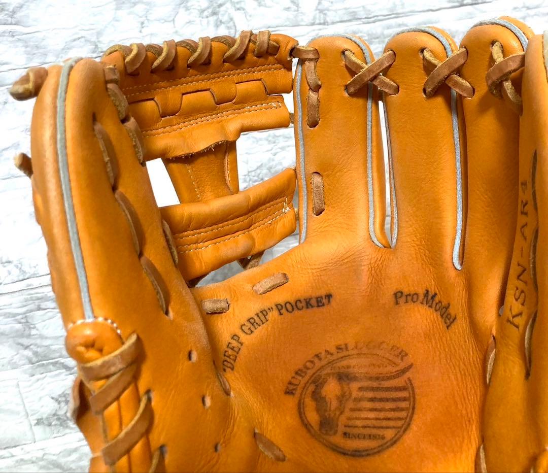 【美品】久保田スラッガー 軟式グローブ KSN-AR4 オレンジ 二遊間向け