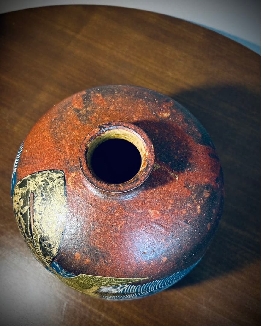 九谷焼　作家作品　谷敷正人　雅彩双鶴紋　花瓶