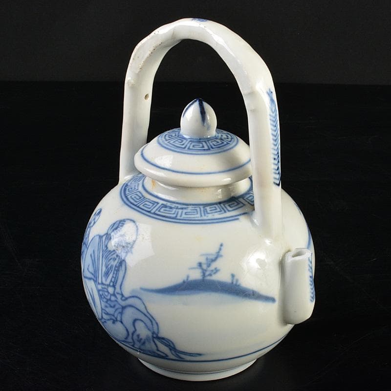 瀬戸焼　古瀬戸　染付　人物文　水注　時代箱　V　R7476