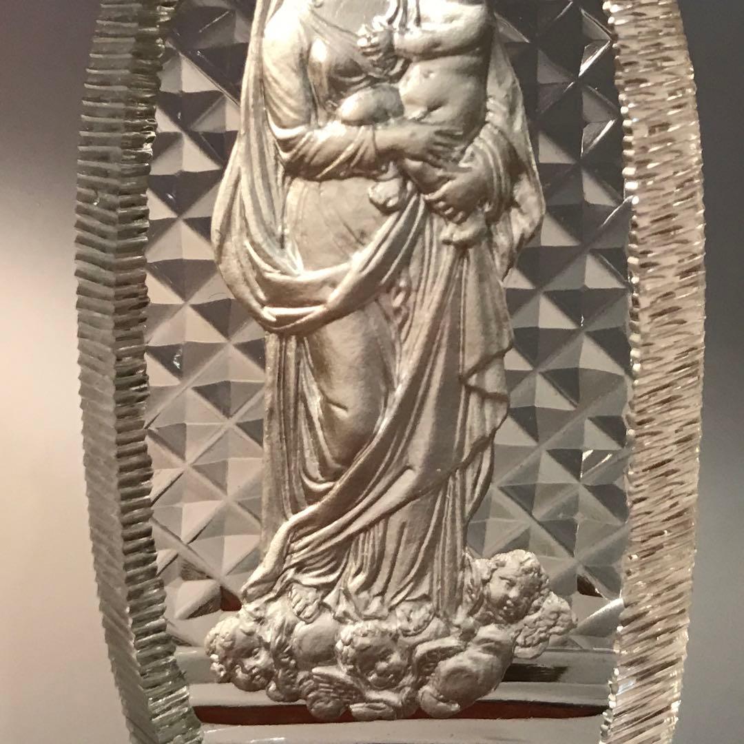 極希少とても古い聖母マリアとイエスの美しいオーナメント☆クリスタル＆セラミック☆