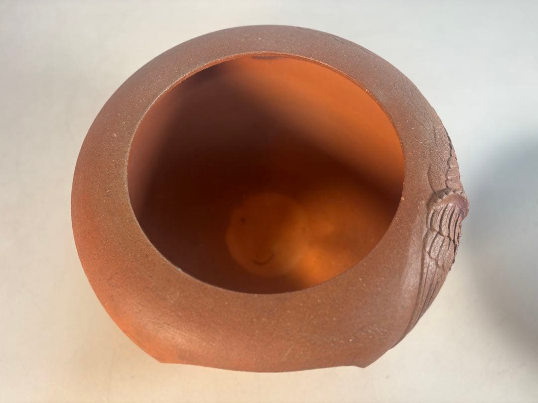 陶器製茶道具 鳳凰風炉　茶釜　敷板(皿)付き