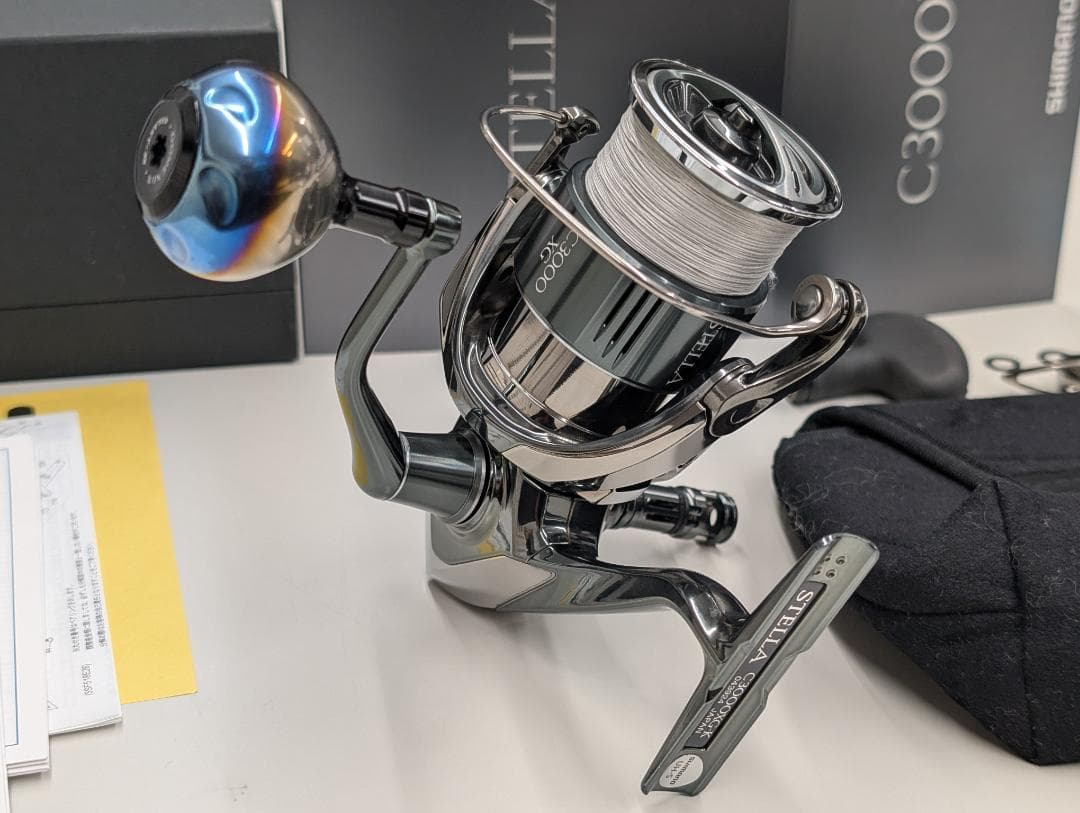 シマノ 22ステラ C3000XG & 社外ハンドルノブとリールスタンドセット
