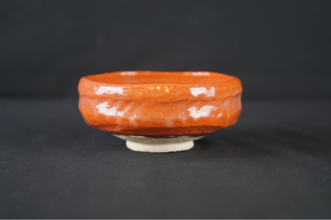 紫野焼 数印 赤平茶碗 藤井誡堂書付 銘 水月 共箱 京都 茶道具