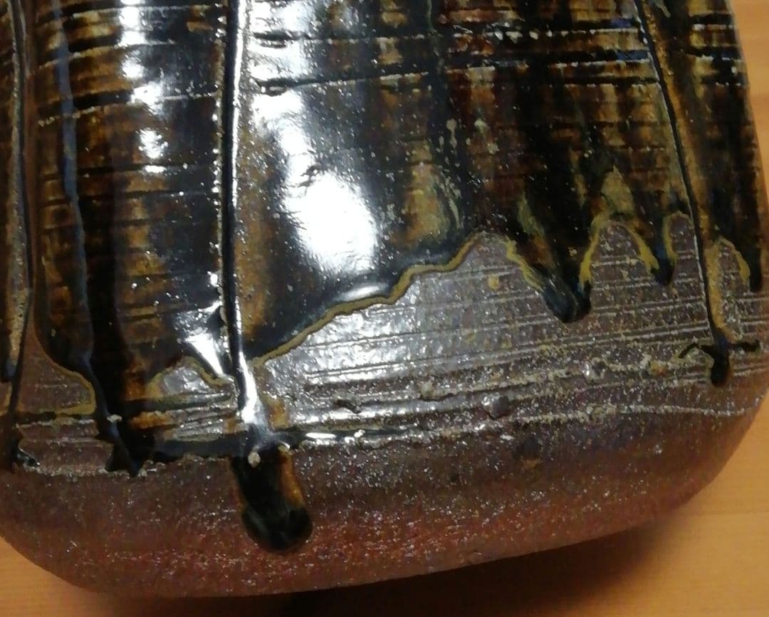 小島喜昭作　唐津焼　耳付　福の神　水指　共箱　茶道具