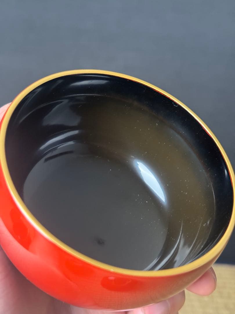 輪島塗 絵付 まり椀 5客 本堅地 中島松朗 (九香)作 布付 共箱 茶懐石道具