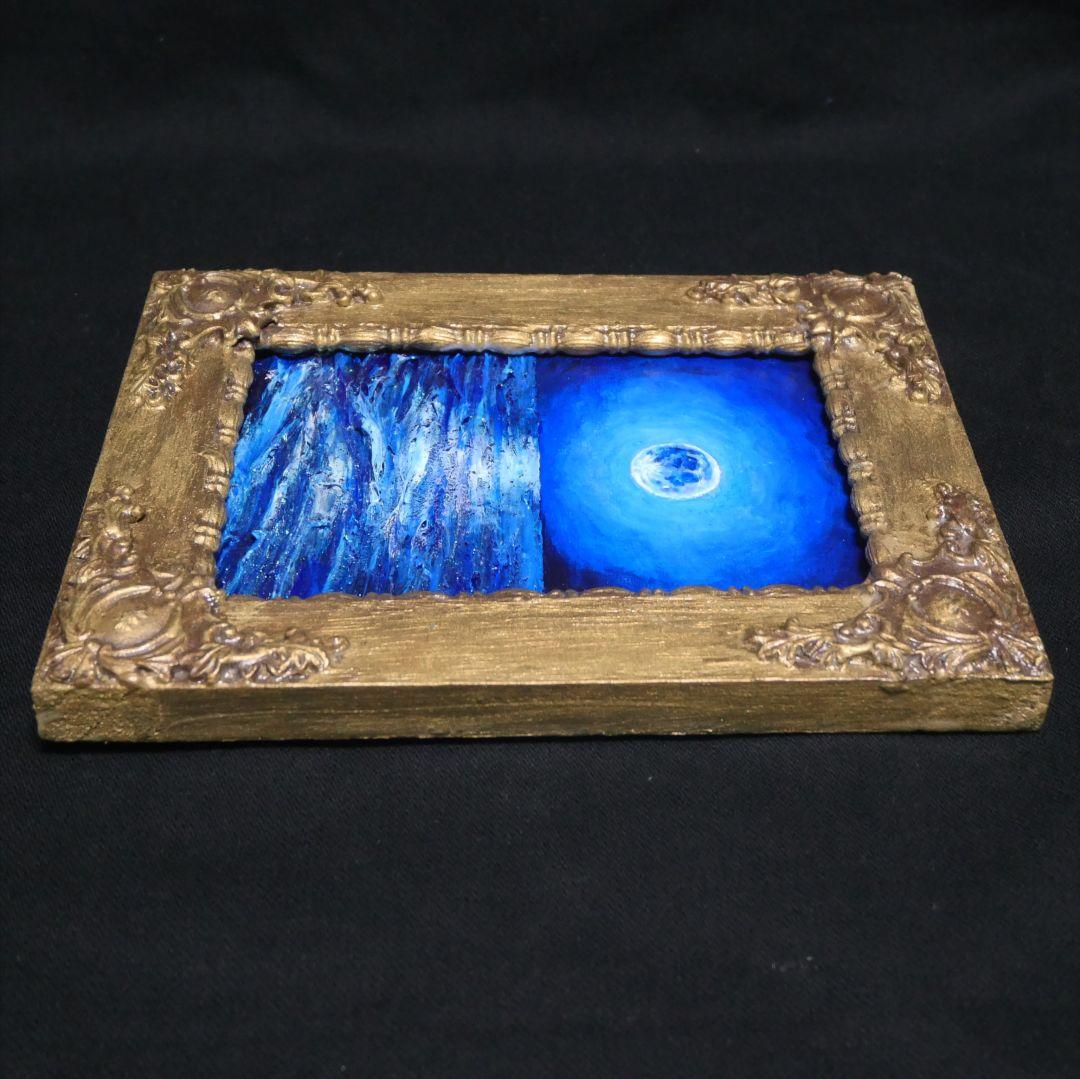 油絵 油彩 油彩画 絵 絵画 キャンバスパネル ミニ絵画【スーパーブルームーン】