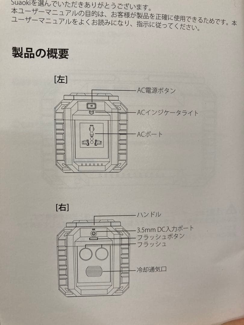suaoki ポータブル電源 USBポート3つ