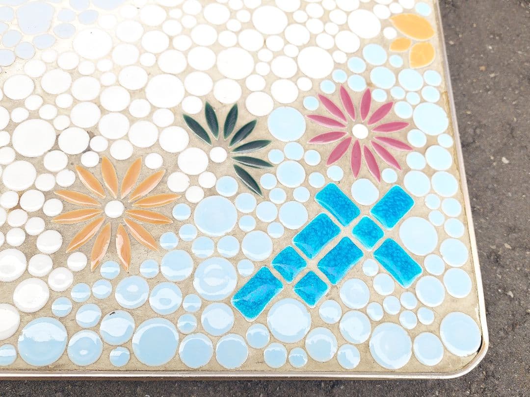 昭和レトロ ストーブ台 薪ストーブ タイル 古民家 アンティーク 花柄