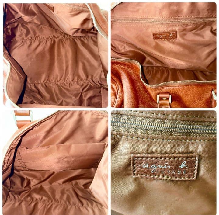 月末セール！agnes b. ボストンバッグ　オールレザー　本革　茶色　鍵付き