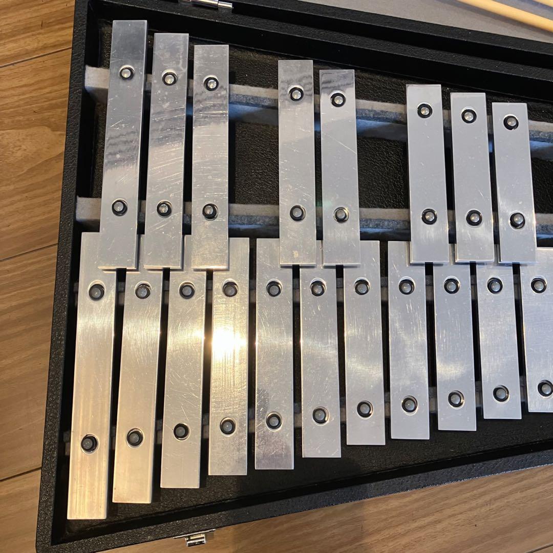 【美品】グロッケン　鉄琴　32鍵　ケース付　SAITO 一体型