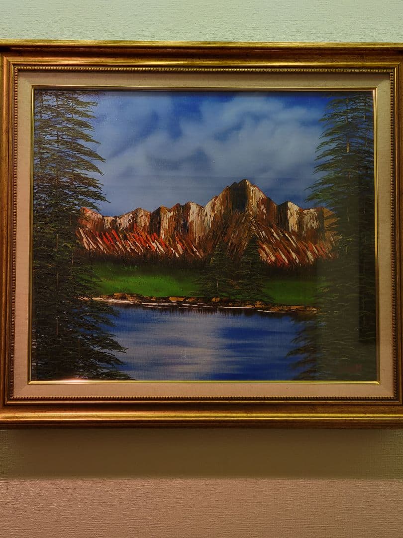 絵画 Mountain ridge lake