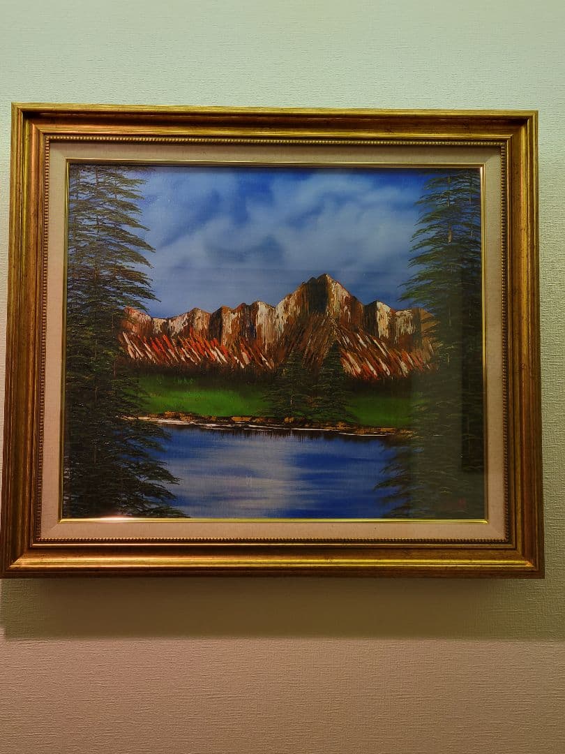 絵画 Mountain ridge lake