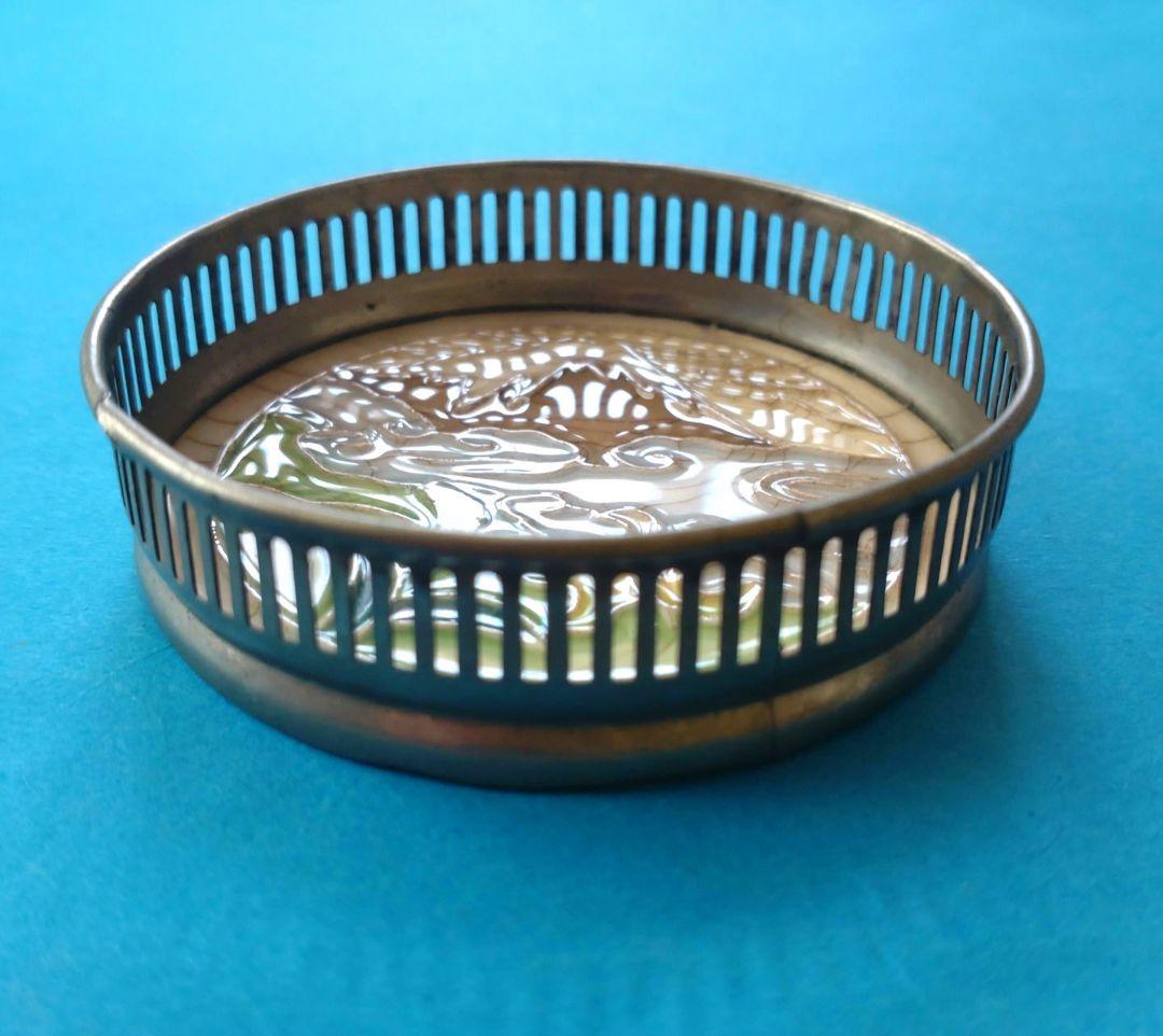 大正〜昭和初期　ガラスコースター　マジョリカタイル　アンティーク　5個セット