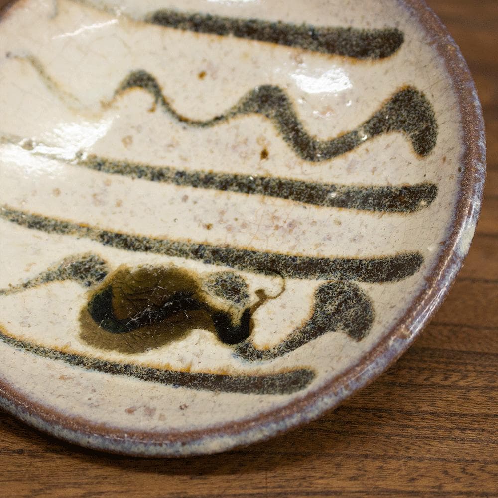 布志名焼 小皿 直径12.0cm 民芸 昭和レトロ スリップウェア（白6）