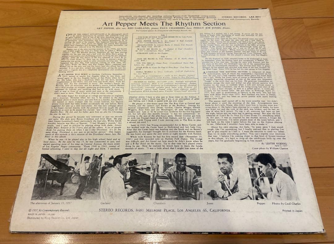 洋楽 Art Pepper meets The Rhythm Section LP